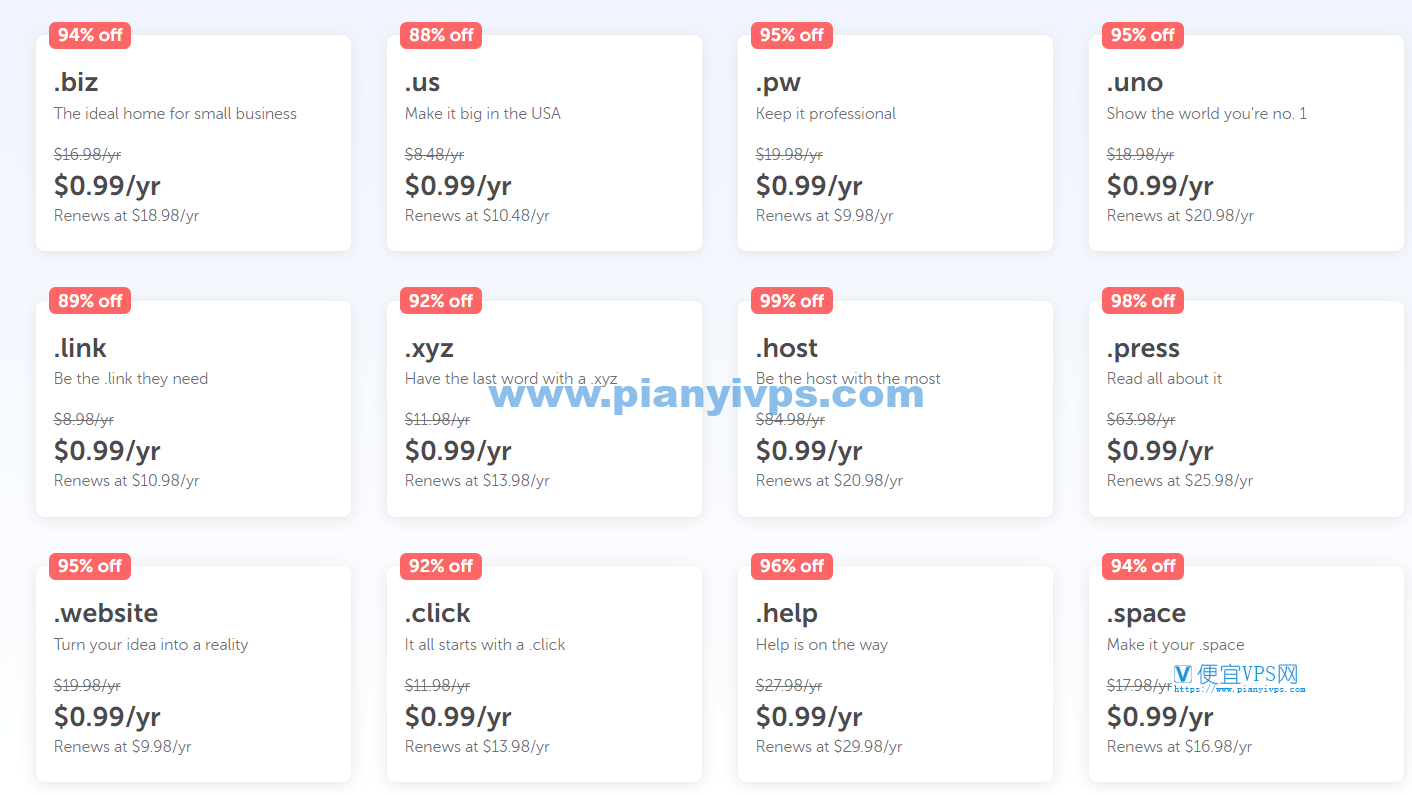 NameCheap 99 美分域名注册活动