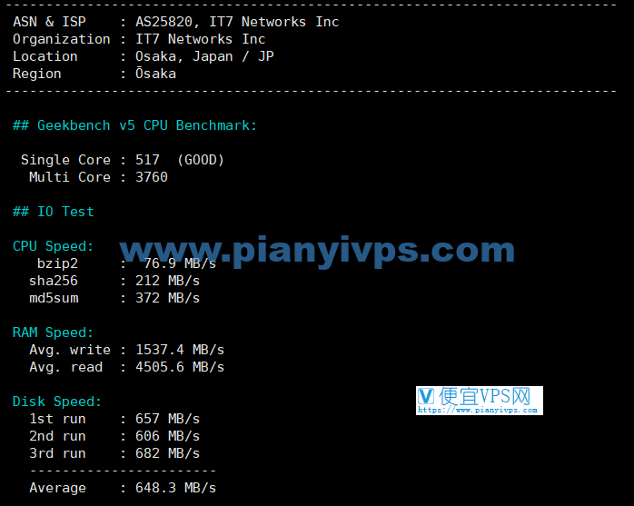 搬瓦工日本大阪 CN2 GIA 测评